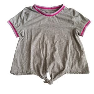 Maurices Evsie Girls' Grey Ringer Tee with Pink Accents